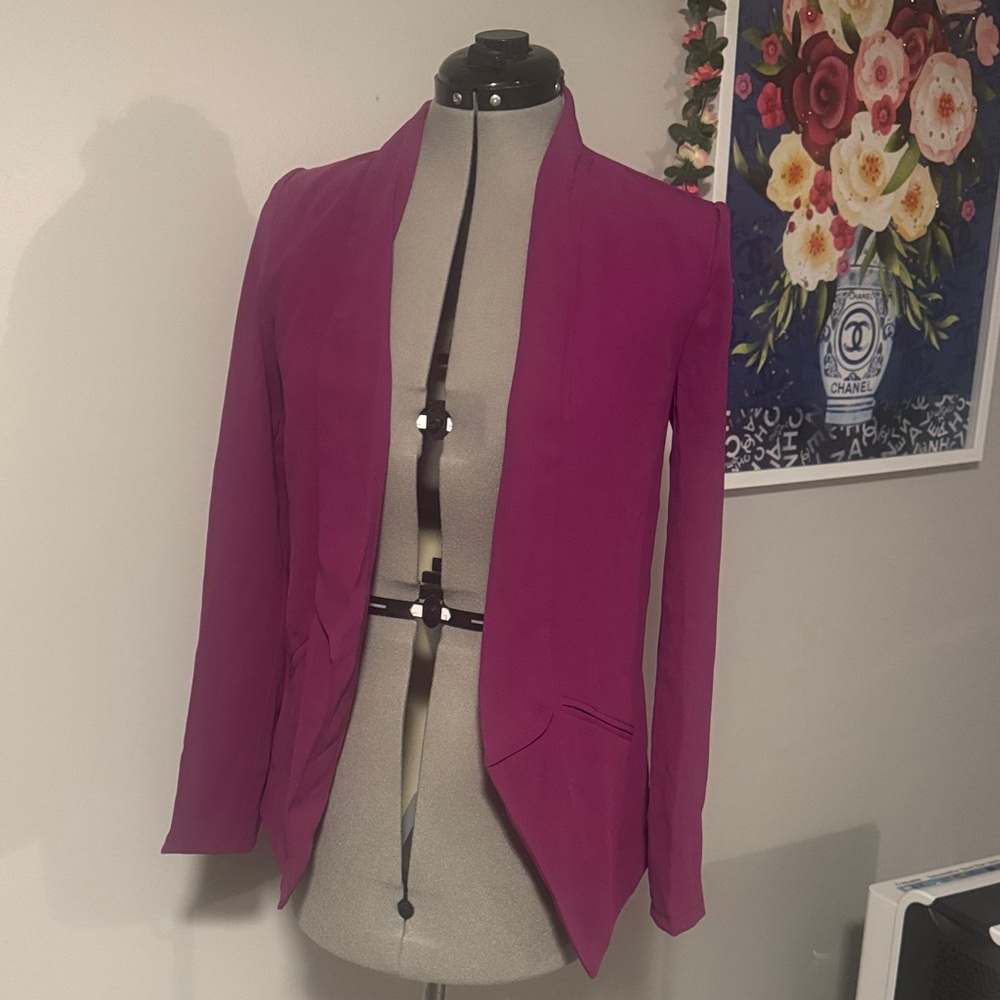 Lulu's Fuchsia Open-Front Blazer Jacket